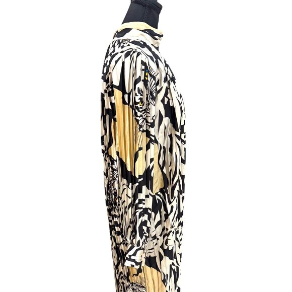 NWT Beulah Style Tiger Party Dress Women Pleated Maxi Dress Black/White Abstract - Picture 4 of 14
